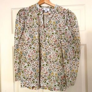 J. Crew Liberty Tapestry Floral Puff Sleeve Blouse